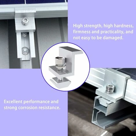 MINKUROW 12 Pezzi Staffa Di Morsetto Per Pannello Solare In Alluminio, Staffa Di Montaggio Z Per Pannello Solare, Per Pannello Solare Da 40mm, Con Dadi E Viti, Per Tetto, Pareti, Installazioni Sul Tet 3 MINKUROW 12 Pezzi Staffa Di Morsetto Per Pannello Solare In Alluminio, Staffa Di Montaggio Z Per Pannello Solare, Per Pannello Solare Da 40mm, Con Dadi E Viti, Per Tetto, Pareti, Installazioni Sul Tet - immagine 3