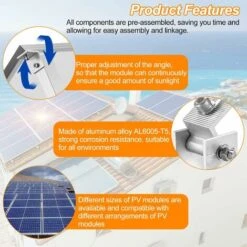 MINKUROW 2 Pezzi Morsetto Per Staffa Per Pannello Solare, Staffa Per Pannello Solare Regolabile 0-60°, Morsetto Per Pannello Solare, Staffa Per Pannello Solare In Alluminio, Per Tetto, Sachting, Campe -Vendite VIDAXL || LEDVANCE || STEINEL 97203919 4