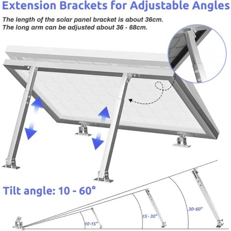 MINKUROW Staffa Di Inclinazione Del Pannello Solare, Luriseminger Staffa Di Montaggio Del Pannello Solare Ad Angolo Regolabile, Supporta Pannelli Solari Fino A 350W 2 MINKUROW Staffa Di Inclinazione Del Pannello Solare, Luriseminger Staffa Di Montaggio Del Pannello Solare Ad Angolo Regolabile, Supporta Pannelli Solari Fino A 350W - immagine 2