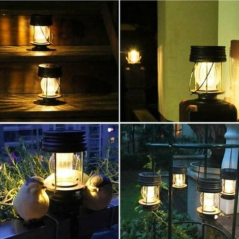 Set Di 2 Lanterne Solari Sospese - Lampade A Sospensione A Energia Solare A LED Vintage Con Manico Per Vialetto, Cortile, Patio, Albero, Spiaggia, Gazebo (luce Calda) 4 Set Di 2 Lanterne Solari Sospese - Lampade A Sospensione A Energia Solare A LED Vintage Con Manico Per Vialetto, Cortile, Patio, Albero, Spiaggia, Gazebo (luce Calda) - immagine 4