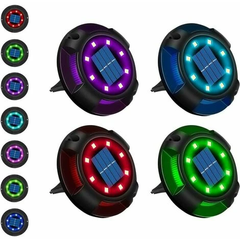 Solar Outdoor 12 LED 7 Colori Luce Solare Da Incasso Faretto Da Giardino Con Grande Pannello Solare Impermeabile IP65 Lampione Solare Illuminazione Cortile Lampada Da Incasso Decorativa Antipioggia (4 1 Solar Outdoor 12 LED 7 Colori Luce Solare Da Incasso Faretto Da Giardino Con Grande Pannello Solare Impermeabile IP65 Lampione Solare Illuminazione Cortile Lampada Da Incasso Decorativa Antipioggia (4