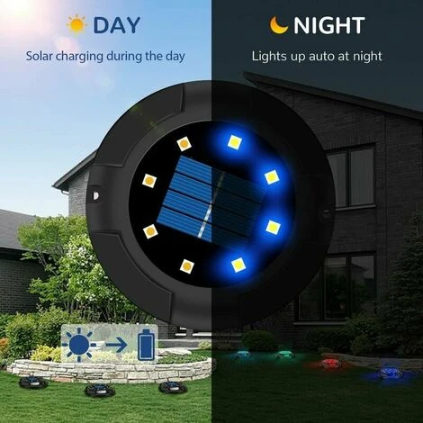 Solar Outdoor 12 LED 7 Colori Luce Solare Da Incasso Faretto Da Giardino Con Grande Pannello Solare Impermeabile IP65 Lampione Solare Illuminazione Cortile Lampada Da Incasso Decorativa Antipioggia (4 2 Solar Outdoor 12 LED 7 Colori Luce Solare Da Incasso Faretto Da Giardino Con Grande Pannello Solare Impermeabile IP65 Lampione Solare Illuminazione Cortile Lampada Da Incasso Decorativa Antipioggia (4 - immagine 2