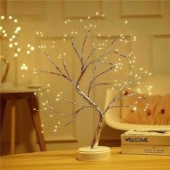 Lampada Da Tavolo Per Albero Bonsai 108 LED Artificiale In Miniatura Per Albero Di Natale Luce A Batteria/USB Rami Regolabili Per La Decorazione Domestica Delle Vacanze (Bianco Caldo)