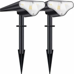 Faretto Solare Per Esterni, Luci Solari A LED Impermeabili IP66, Luce Di Inondazione Solare Dimmerabile 650LM, Luce Calda Per Giardino, Cortile, Vialetto, Percorso, Confezione Da 2